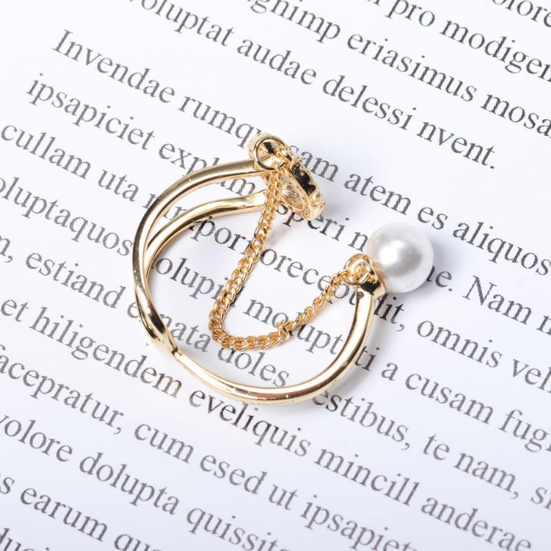 Bague À Fin Ouverte Tendance Bague En Perle Ronde En Zircon Plaqué Or 18k Pour Femme