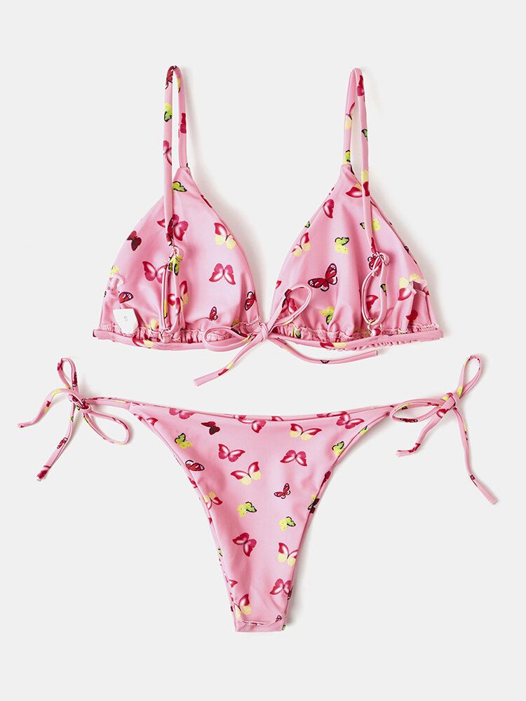 Bikinis String Dos Nu À Imprimé Papillon Coloré Pour Femmes