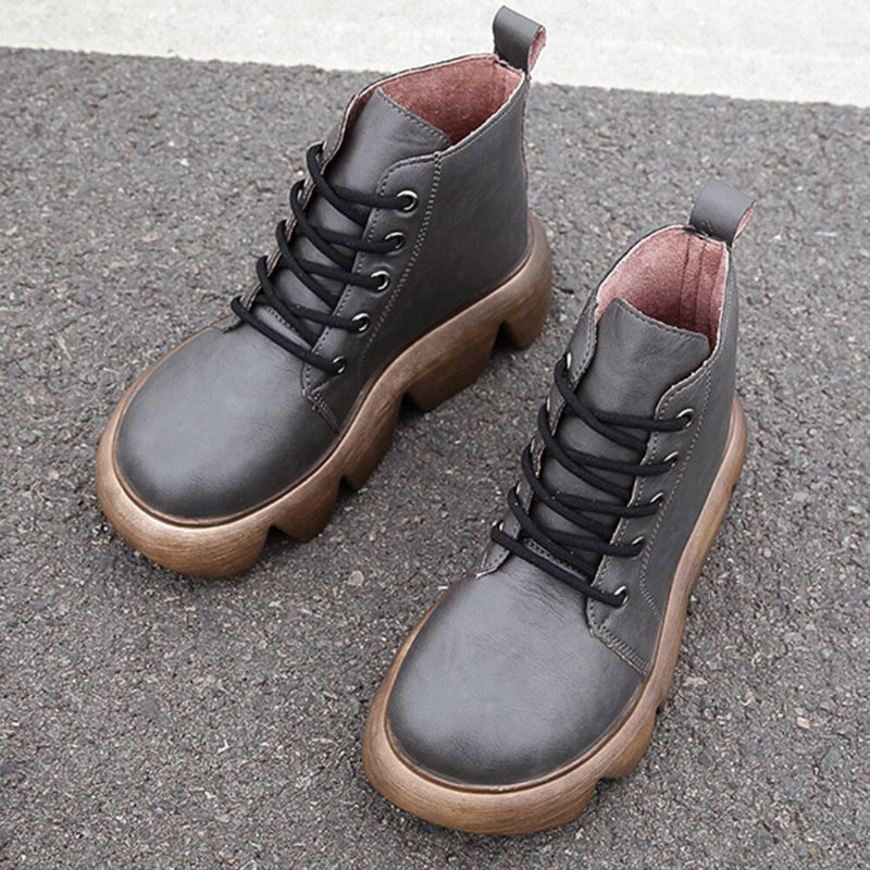 Bottes Courtes Confortables À Lacets Pour Femmes De Grande Taille