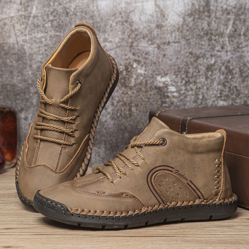 Bottines À La Main Confortables En Cuir Microfibre Antidérapantes Pour Hommes