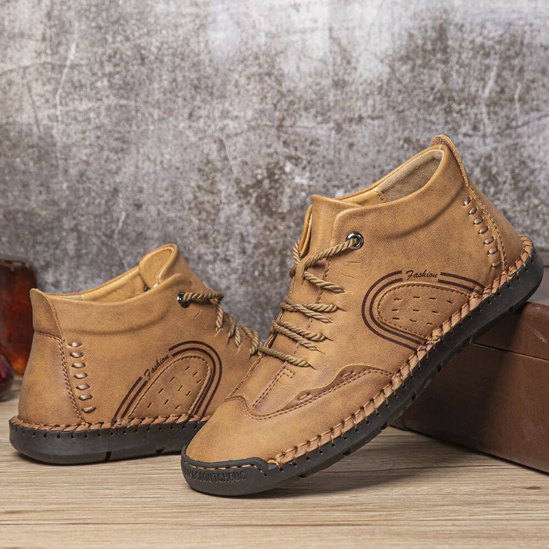 Bottines À La Main Confortables En Cuir Microfibre Antidérapantes Pour Hommes
