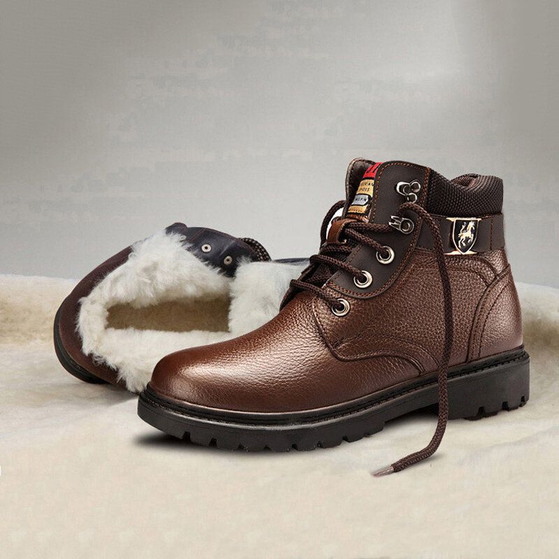 Bottines D'outillage À Doublure En Peluche Chaude Et À Bout Rond Confortables Pour Hommes
