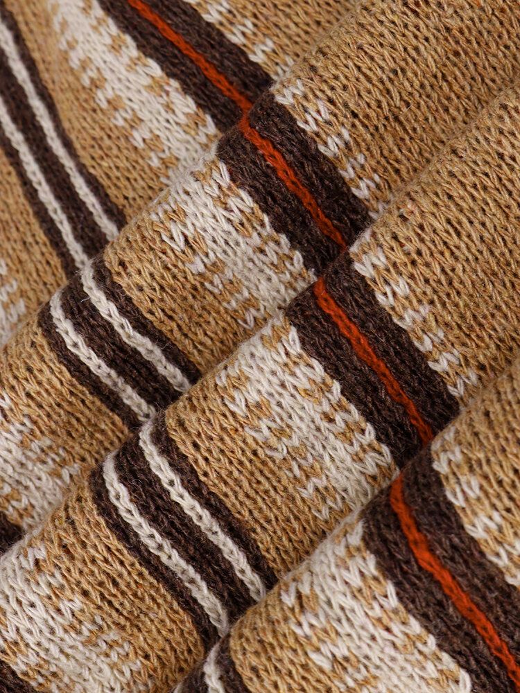 Cardigans Décontractés À Double Poche En Tricot À Rayures Pour Hommes