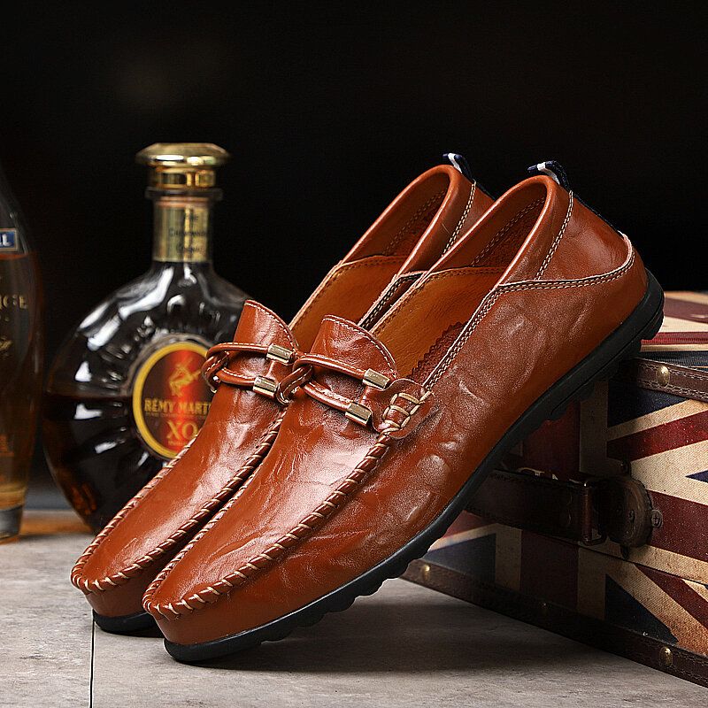 Chaussures D'affaires Décontractées À Enfiler Confortables En Cuir De Vachette Respirant À Fond Souple