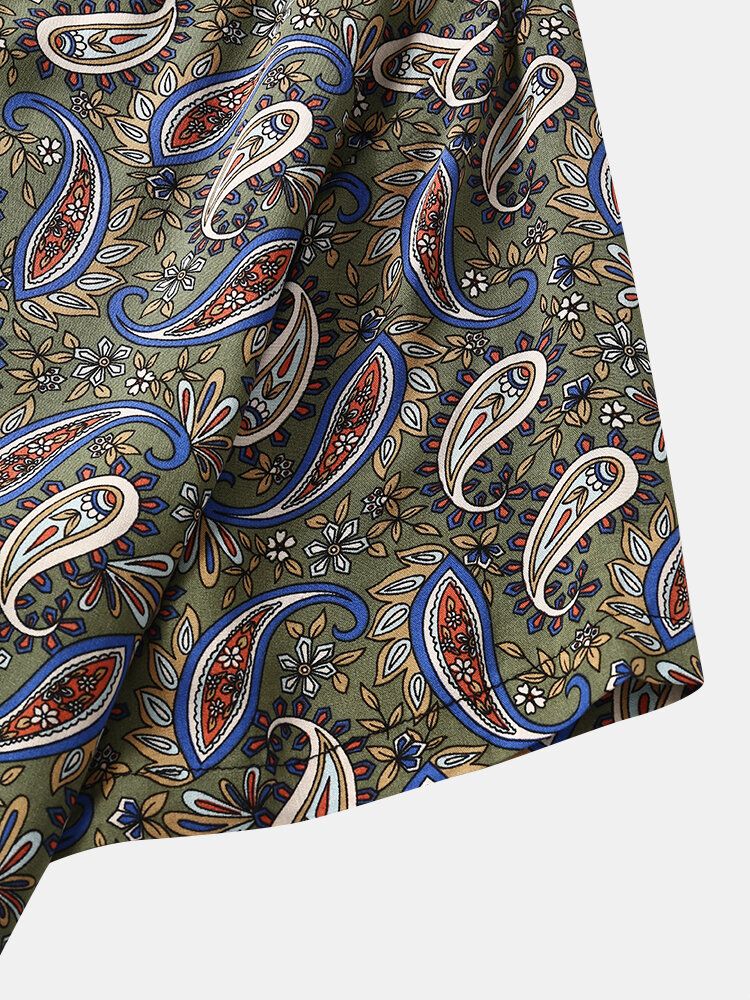 Chemises À Manches Courtes À Imprimé Cachemire Floral Pour Hommes