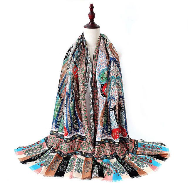 Écharpe Mexicaine Châle Crème Solaire Rétro Chaud Coton Lin