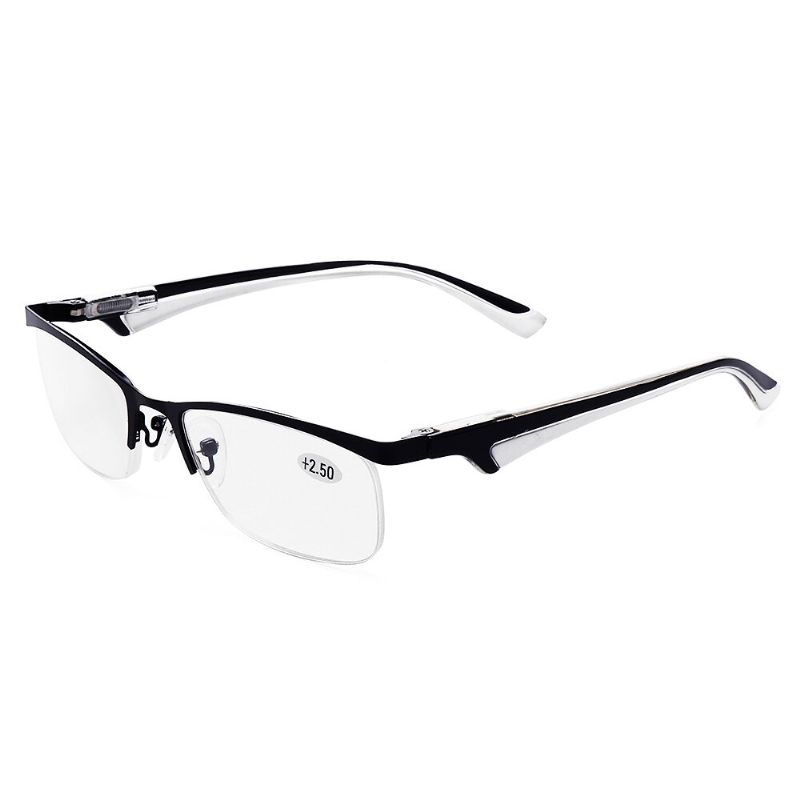Hommes Femmes Retro Round Half-frame Readers Lunettes De Lecture Lunettes D'ordinateur Élégantes Avec Étui