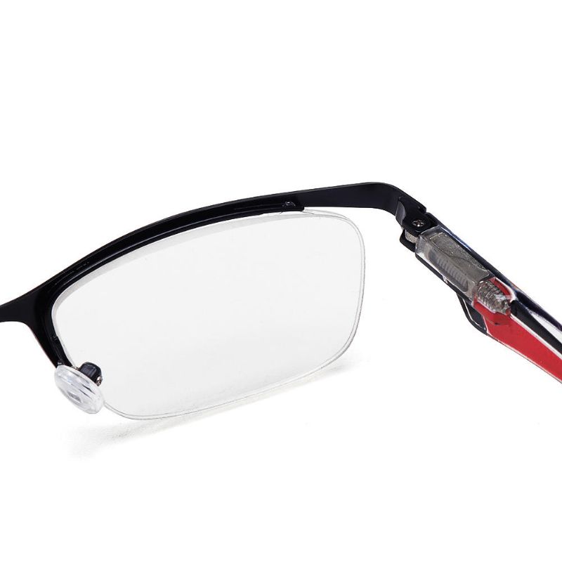 Hommes Femmes Retro Round Half-frame Readers Lunettes De Lecture Lunettes D'ordinateur Élégantes Avec Étui