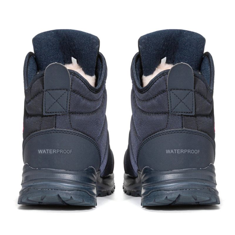 Hommes À Lacets Antidérapant Imperméable Plus Velours Épaissir Hiver Chaud Bottes De Neige Bottes De Randonnée Décontractées