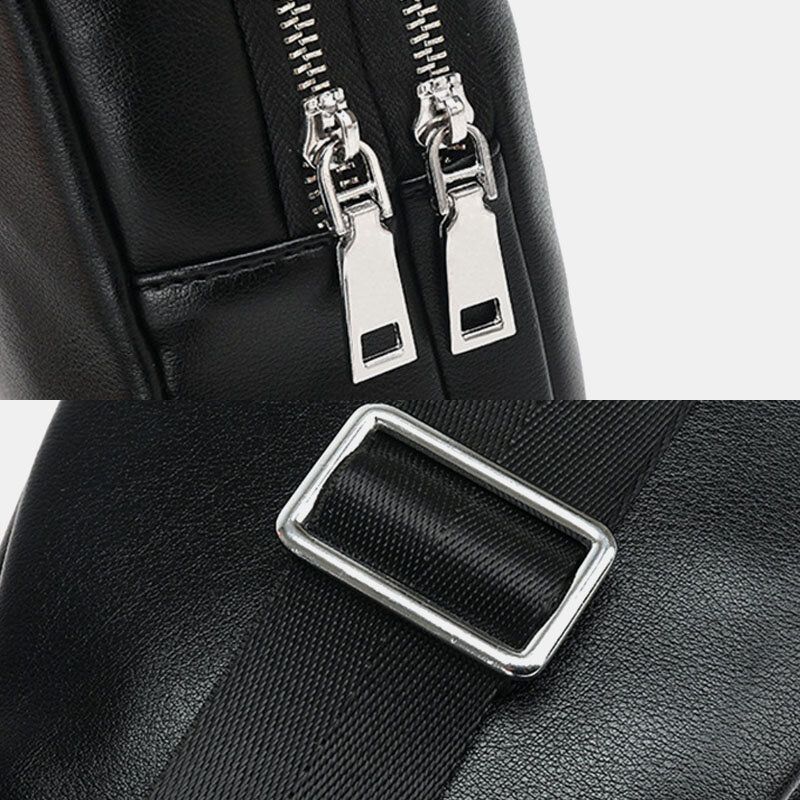 Hommes Pu Cuir Multi-poches Grande Capacité Étanche Sport Poitrine Sacs Bandoulière Sac À Bandoulière