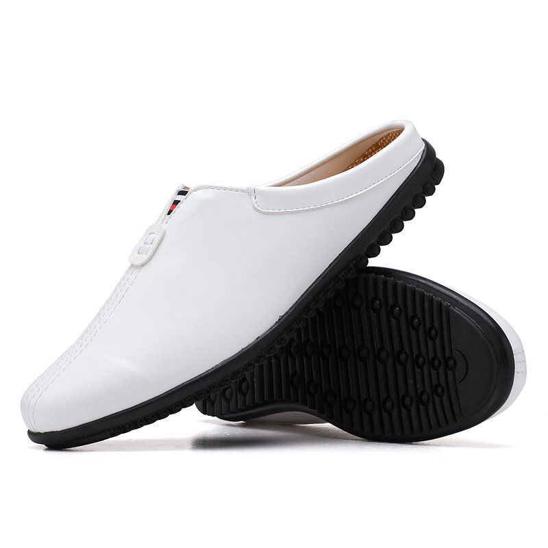 Hommes Respirant Semelle Souple Sling Dos Antidérapant Bout Fermé Casual Pantoufles En Cuir