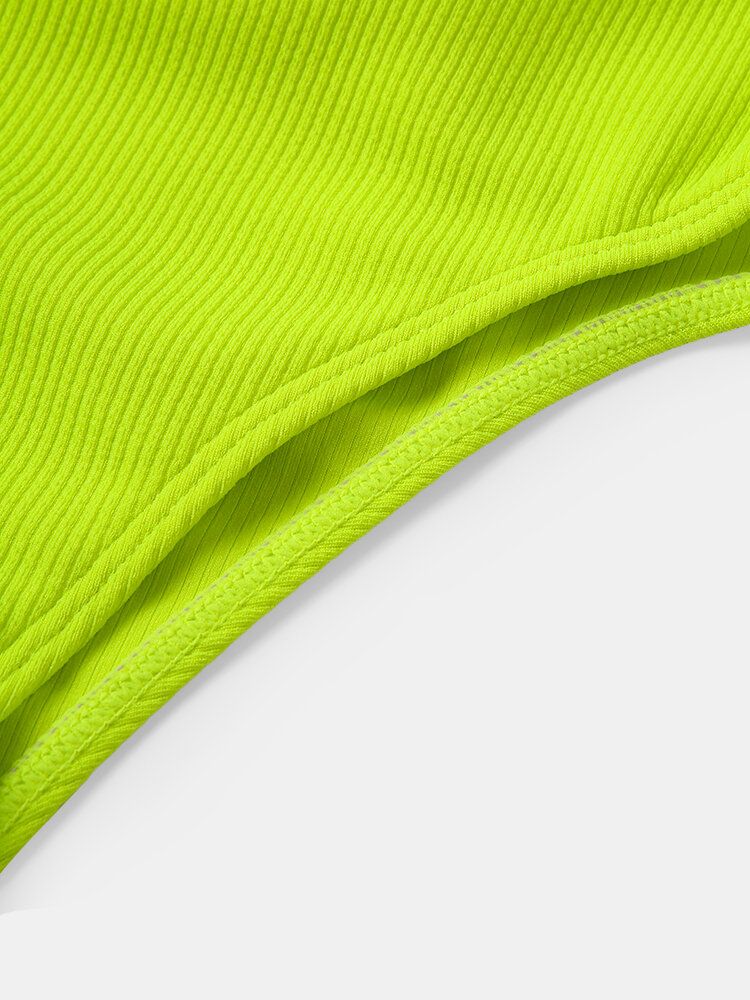 Maillot De Bain Une Pièce Hawaïen Pour Femme Avec Bretelles À Volants De Couleur Unie