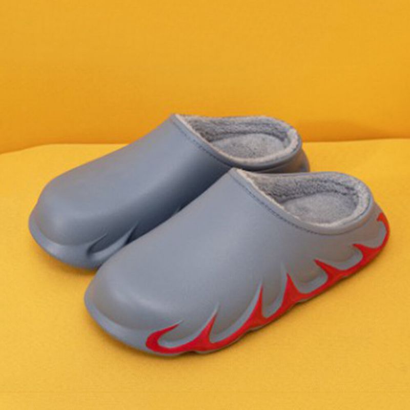 Men Flame Floating Edge Comfy Warm Cotton Home Pantoufles