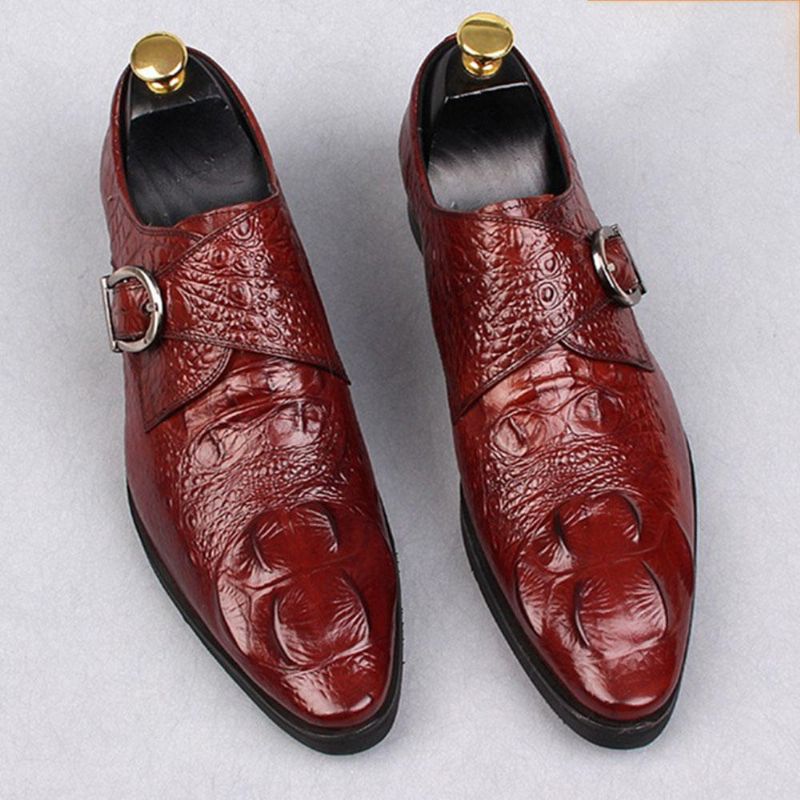 Oxfords En Cuir Décontracté À Motif De Crocodile Doux
