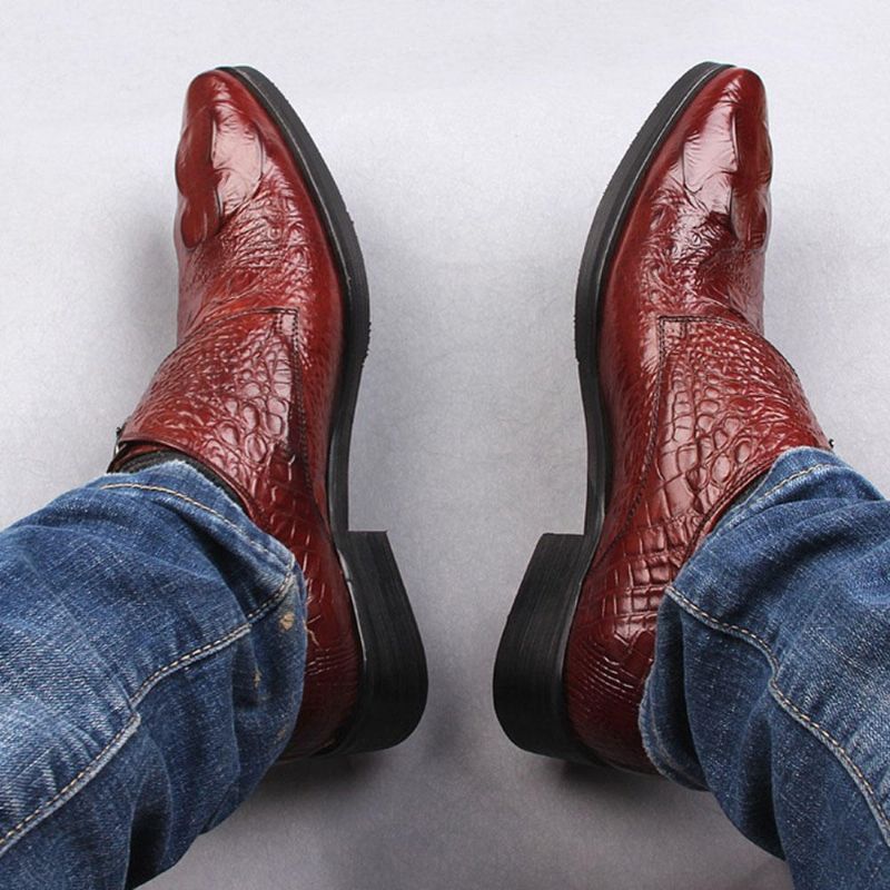 Oxfords En Cuir Décontracté À Motif De Crocodile Doux