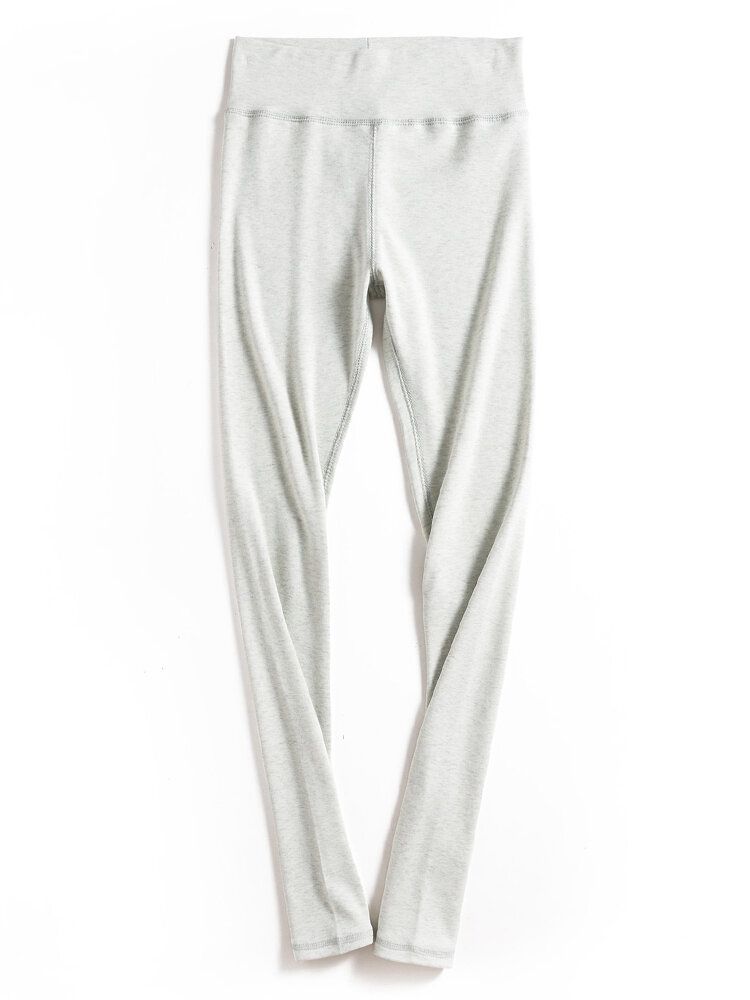 Pantalon En Tricot Legging Taille Haute Élastique Uni Décontracté