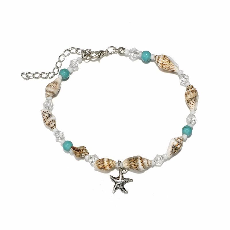 Retro Conch Beaded Yoga Anklet Alliage Sea Star Chaussures Pour Femmes Cheville À La Main
