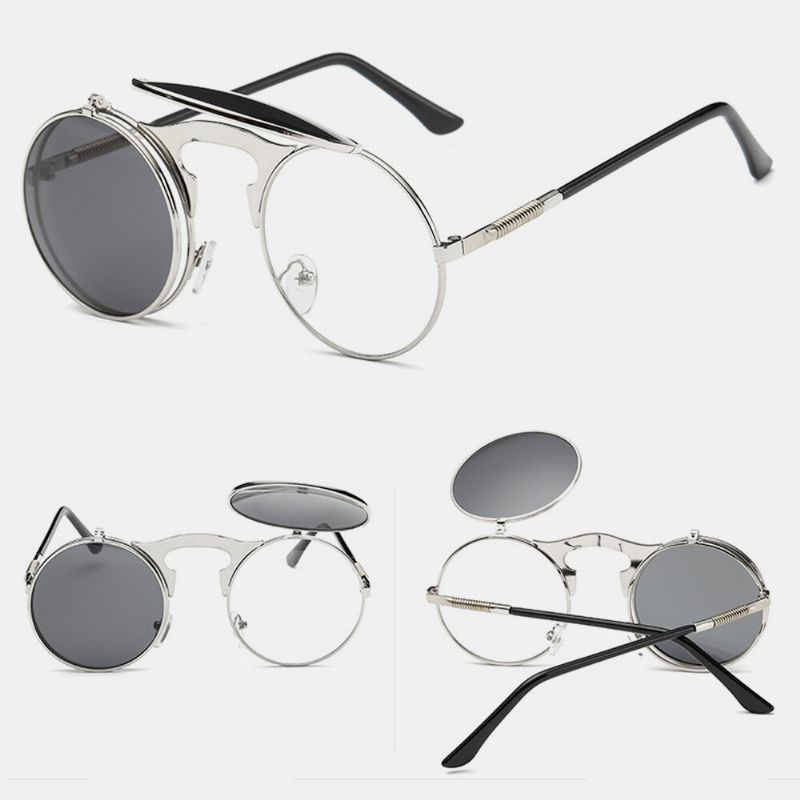 Retro Metal Punk Steam Flip Lunettes De Soleil Hipster Lunettes De Soleil Fashion Style Pour Hommes Femmes