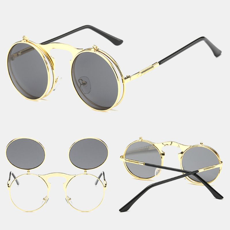 Retro Metal Punk Steam Flip Lunettes De Soleil Hipster Lunettes De Soleil Fashion Style Pour Hommes Femmes