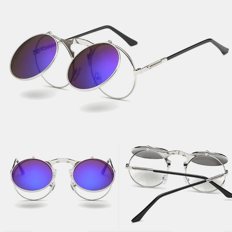 Retro Metal Punk Steam Flip Lunettes De Soleil Hipster Lunettes De Soleil Fashion Style Pour Hommes Femmes
