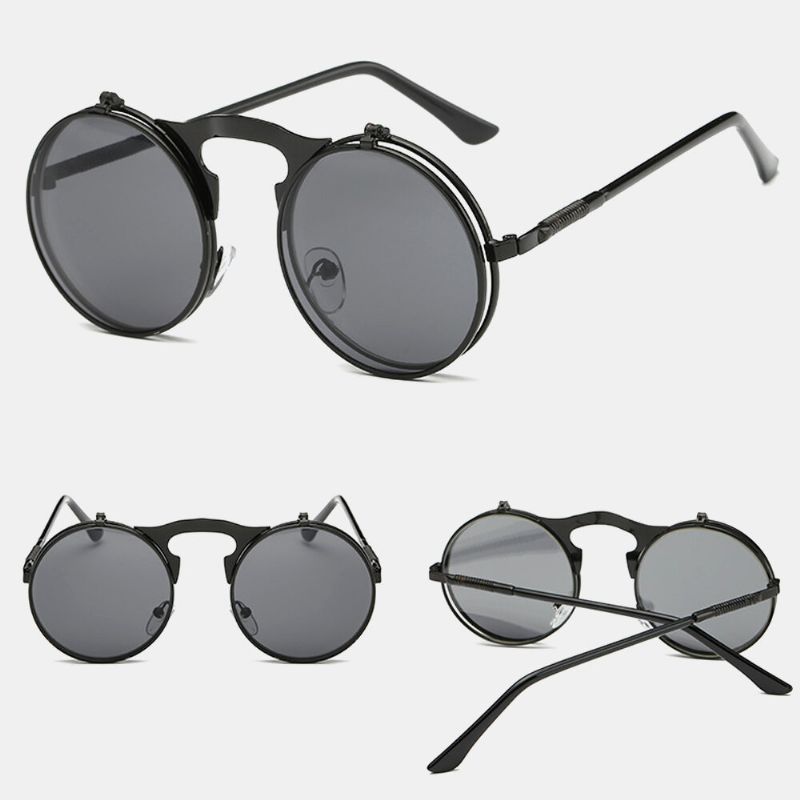 Retro Metal Punk Steam Flip Lunettes De Soleil Hipster Lunettes De Soleil Fashion Style Pour Hommes Femmes
