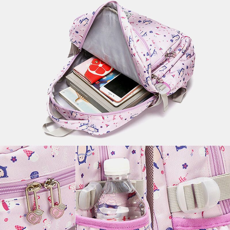 Sac À Dos Décontracté En Nylon Imprimé Grande Capacité Imperméable Pour Femme