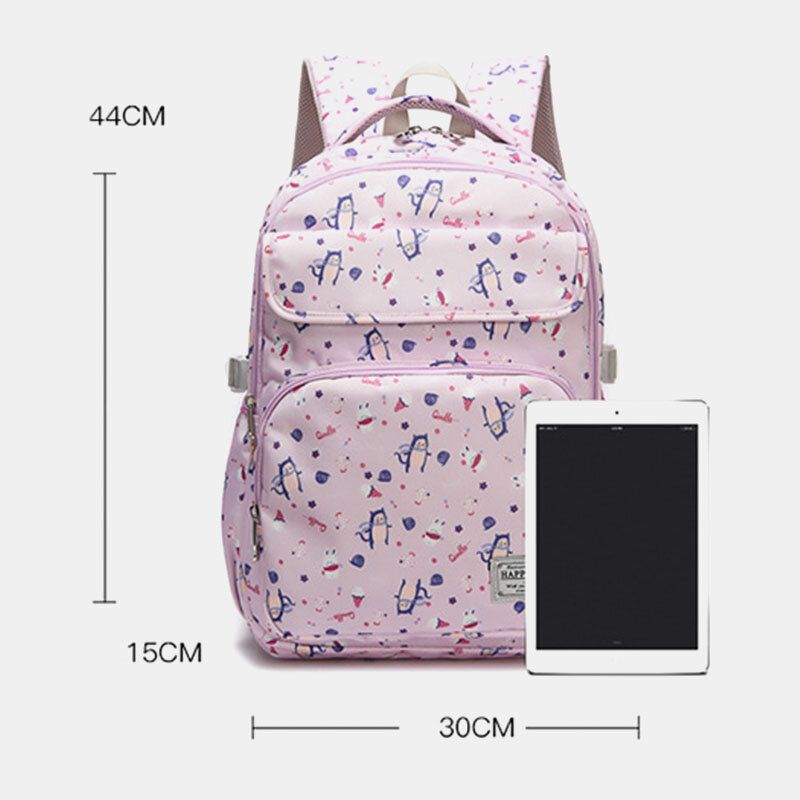 Sac À Dos Décontracté En Nylon Imprimé Grande Capacité Imperméable Pour Femme