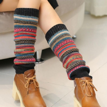 Senshoes Vintage Color Striped Fashion Piles Chaussettes Bottes Leggings Jambes Coréennes
