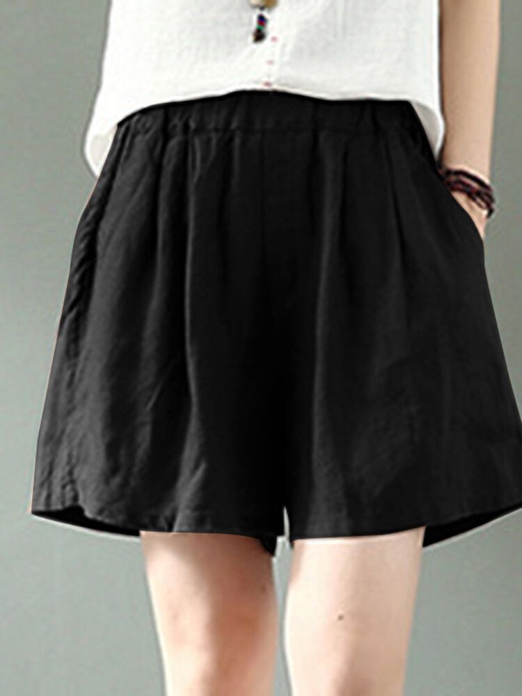 Short Décontracté En Coton Avec Poche À Taille Élastique