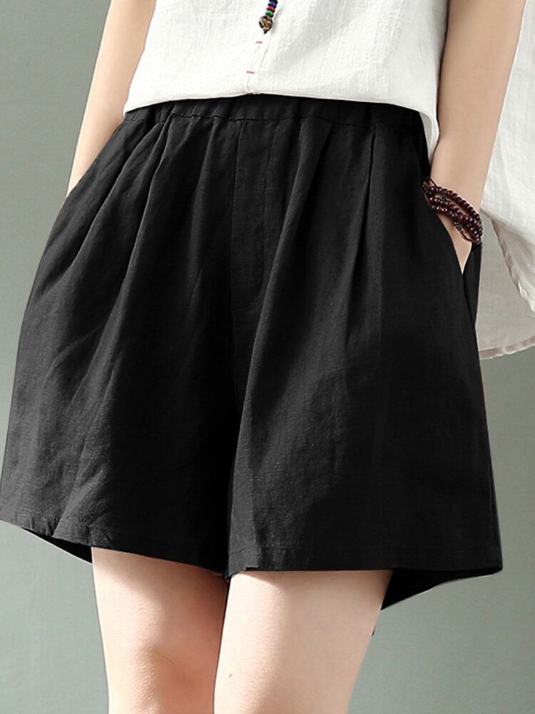Short Décontracté En Coton Avec Poche À Taille Élastique