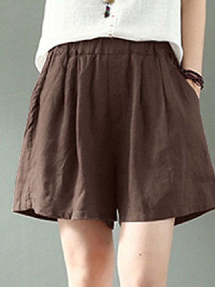 Short Décontracté En Coton Avec Poche À Taille Élastique