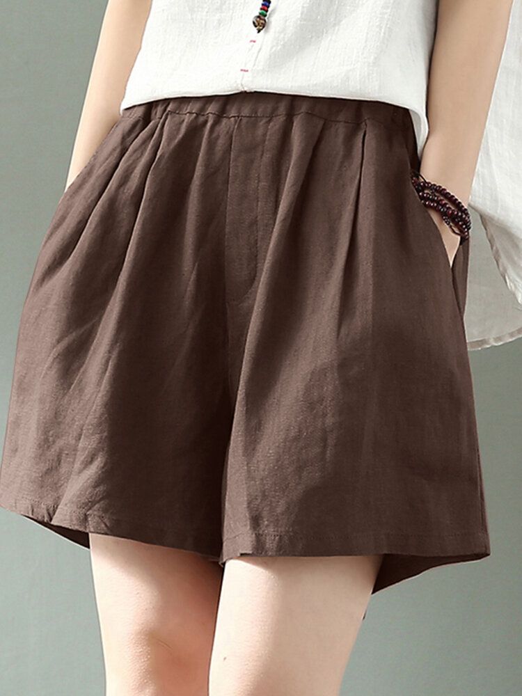 Short Décontracté En Coton Avec Poche À Taille Élastique