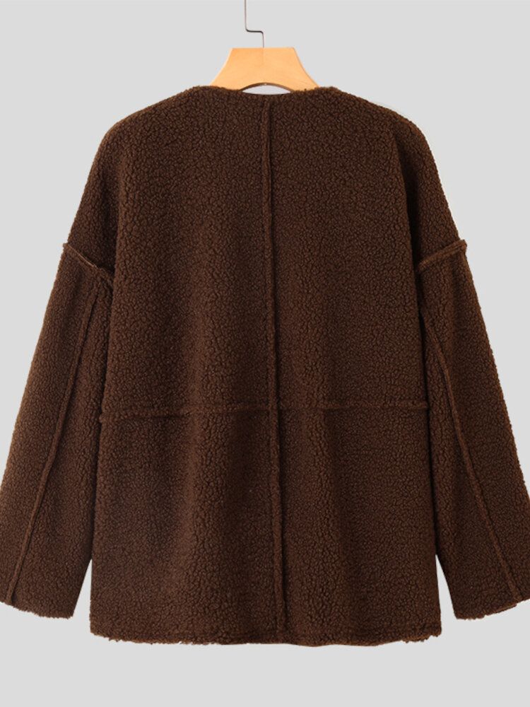 Sweat À Capuche Épais Et Épais En Peluche Pour Femme Avec Poches Latérales