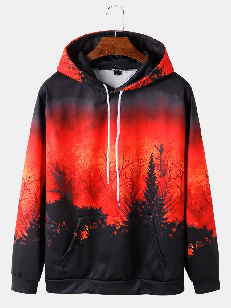 Sweats À Capuche Avec Cordon De Serrage Imprimé Forêt Ombrée Pour Hommes