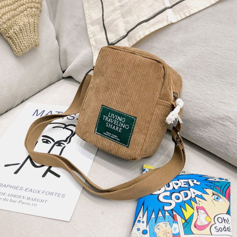 Unisexe Corduroy Retro Mini Universal Outdoor Phone Bag Crossbody Bag Sac À Bandoulière