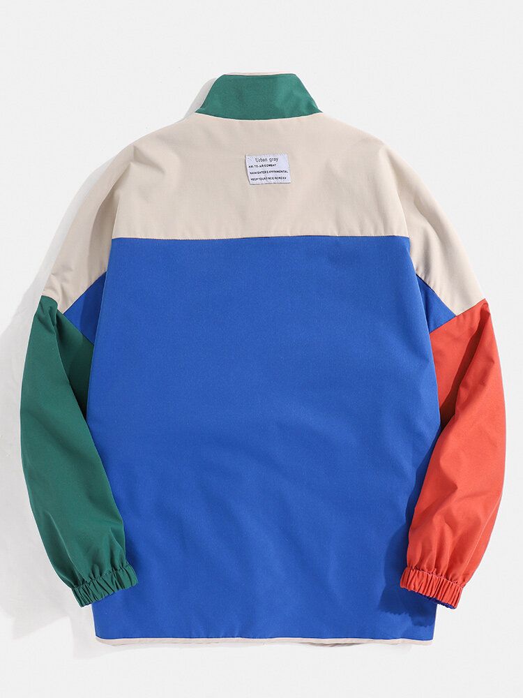 Veste Décontractée Réversible À Col Montant Et Patchwork Pour Hommes