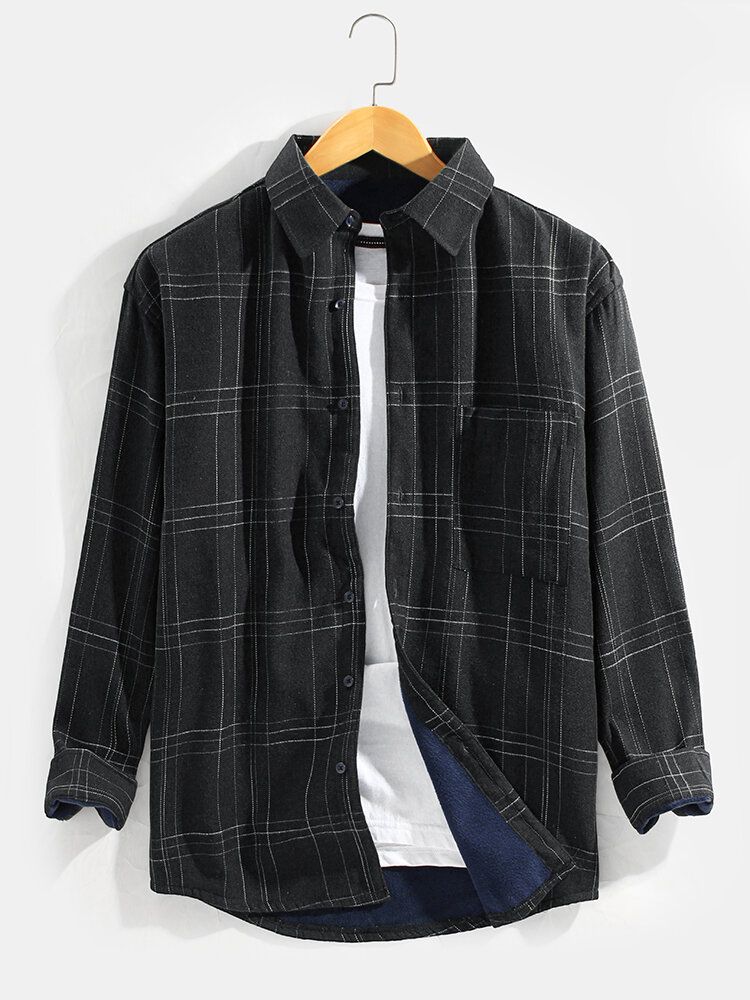 Veste De Loisirs En Coton Épais À Carreaux Pour Hommes