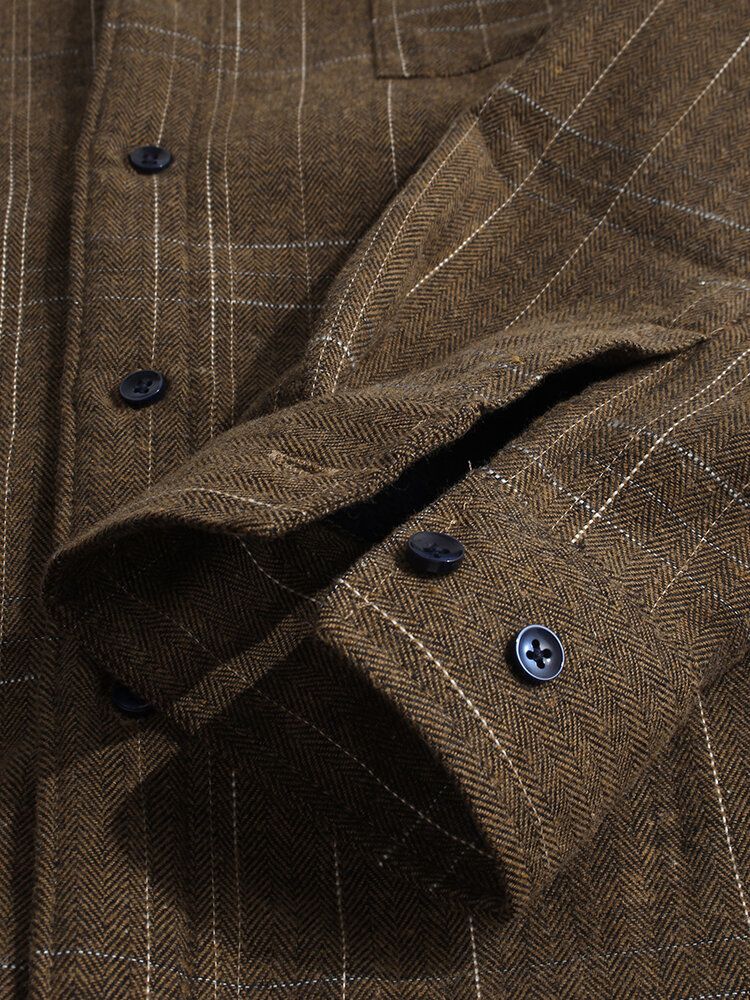 Veste De Loisirs En Coton Épais À Carreaux Pour Hommes