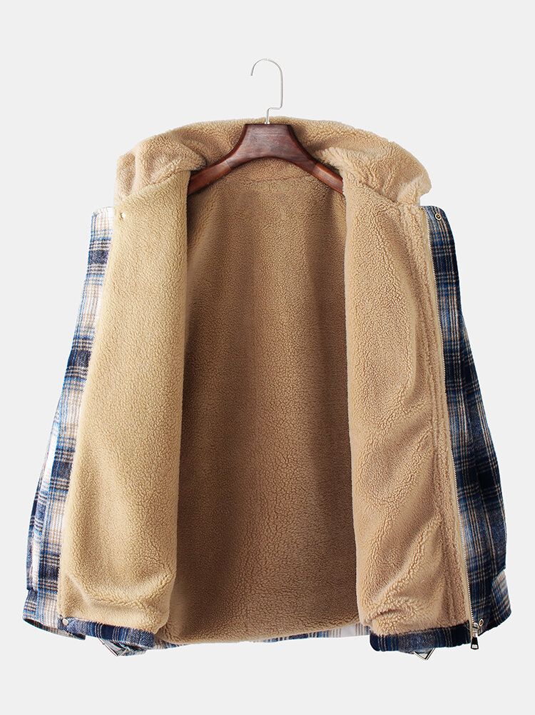 Veste À Manches Longues Avec Poche Épaisse Doublée En Polaire Pour Homme