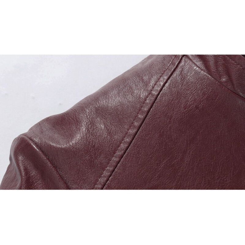 Veste De Motard Noire À Col Montant Pour Homme Printemps Automne Faux Leat