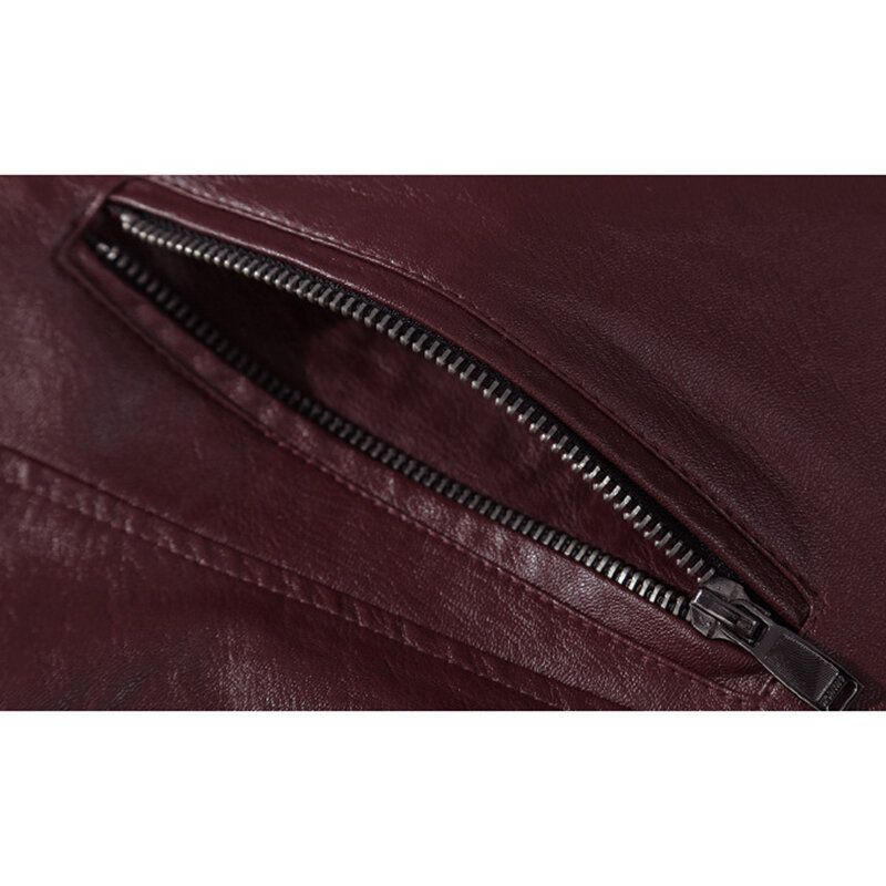 Veste De Motard Noire À Col Montant Pour Homme Printemps Automne Faux Leat